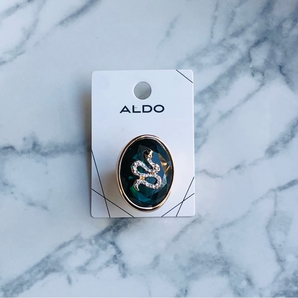 Aldo Faux Emerald Green Snake Ring Size M - Picture 3 of 16